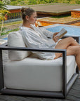 Remsen - Outdoor Lounge Chair - Black / Oyster