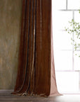 Stella - Faux Silk Velvet Curtain - Copper Brown