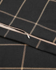 Windowpane - King Plaid Duvet Cover Set Set of 3 - Black