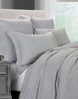 Matelasse - Queen Duvet Cover Set Set of 3 - Gray