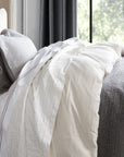 Hera - Queen Washed Linen Flange Duvet Cover Set Set of 3 - White