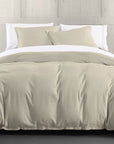 Hera - Queen Washed Linen Flange Comforter Set Set of 3 - Light Tan