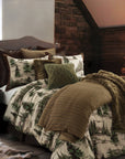 Joshua - King Comforter Set Set of 3 - Brown / Green / Cream