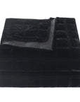 Stella - King Faux Silk Velvet Double Box Stitch Quilt Set (Set of 3) - Black
