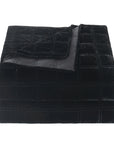 Stella - Full/Queen Faux Silk Velvet Double Box Stitch Quilt Set Set of 3 - Black