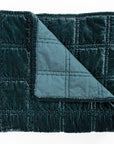 Stella - Faux Silk Velvet Double Box Stitch Throw - Storm Blue