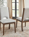 Athens - Upholstered Dining Chair Set of 2 - Light Gray / Chocolate Brown