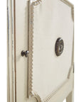 Linen & Beaded Front End Table - White