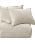 100% French Flax Linen - King Railroad Stripe Duvet Cover Set Set of 3 - Natural