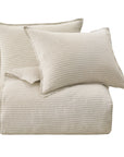 100% French Flax Linen - King Railroad Stripe Duvet Cover Set (Set of 3) - Natural