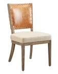 Lina - Chair - Leather And Linen Set of 2 - Light Brown