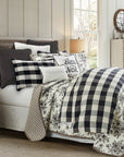 Camille - Full Buffalo Check Comforter Set Set of 3 - Black / Natural