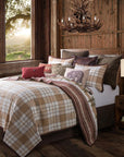 Bear Trail - Full/Queen Reversible Quilt Set Set of 3 - Red / White / Tan