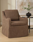 Luisa - Pinstripe Swivel Chair - Brown