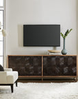 Swirl Door Entertainment Console - Light Brown / Dark Brown