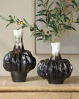 Umbrian - Gourd Vases (Set of 2) - White & Brown