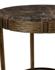 Cusano - Round Dark Marble Accent Table - Brass / Brown