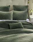 Stonewashed Cotton Velvet - King Quilt Set Set of 3 - Fern Green