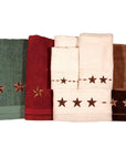 Rustic Star - Embroidered Star Towel Set Set of 3 , 2 Per Carton - Turquoise