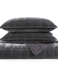 Stella - King Faux Silk Velvet Double Box Stitch Quilt Set Set of 3 - Slate