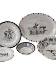 Ranch Life - Melamine Dinnerware Set (Set of 14), 2 Per Carton - White / Black