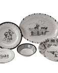 Ranch Life - Melamine Dinnerware Set Set of 14 , 2 Per Carton - White / Black