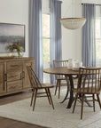 Dovetail - Solid American Oak - Round Table With A Metal Pedestal