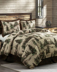 Joshua - King Comforter Set Set of 3 - Brown / Green / Cream