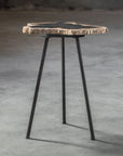 Mircea - Petrified Wood Accent Table - Black & Light Brown