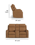 Felix - Power Reclining Loveseat With Console, Power Headrest, Lumbar, Heat & Massage