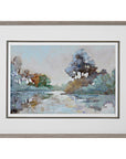 Morning Lake - Watercolor Framed Print - Blue