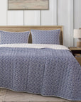 Indigo - Twin Staccato Reversible Quilt Set Set of 2 - Blue / White