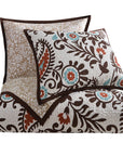Rebecca - Twin Paisley Reversible Quilt Set Set of 2 - Turquoise / Brown