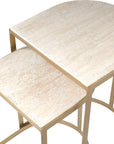 Lindon - Travertine Nesting Tables Set - Gold / White