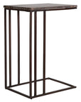 Theodore - Travertine Accent Table - Dark Brown