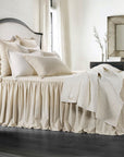 Luna - King Washed Linen Bedspread Set Set of 3 - Light Tan