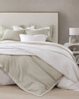 Stonewashed Cotton Waffle Weave - Queen Duvet Cover Set Set of 3 - Light Tan