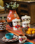 Del Sol - Aztec Ceramic Dinnerware Set Set of 16 - Red / Brown