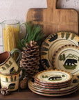 Rustic Bear - Ceramic Dinnerware Set Set of 16 - Multi Color