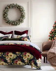 Peony - Queen Washed Linen Duvet Cover Set Set of 3 - Charcoal