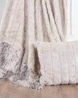 Snow Leopard - Faux Mink & Snow Leopard Oversized Throw Blanket - White