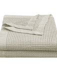 Stonewashed Cotton Waffle Weave - Twin Coverlet - Light Tan