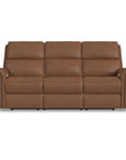 Bernard - Power Reclining Sofa With Console, Power Headrests & Lumbar, Nailhead Trim