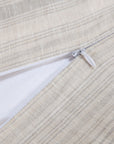 100% French Flax Linen - Queen Variegated Stripe Duvet Cover Set (Set of 3) - Natural / Light Blue