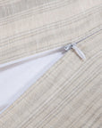 100% French Flax Linen - Queen Variegated Stripe Duvet Cover Set Set of 3 - Natural / Light Blue