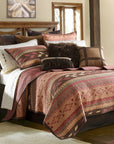 Broken Arrow - Twin Reversible Quilt Set Set of 2 - Red / Tan / Brown