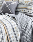 Desert Sage - King Reversible Quilt Set Set of 3 - Tan / White / Gray