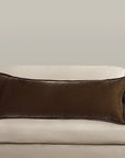 Stella - Faux Silk Velvet Long Lumbar Pillow - Green Ochre