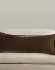 Stella - Faux Silk Velvet Long Lumbar Pillow - Green Ochre