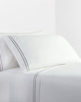 Stripe Sheet - Queen 350TC Embroidered Stripe Sheet Set Set of 4 - White / Gray